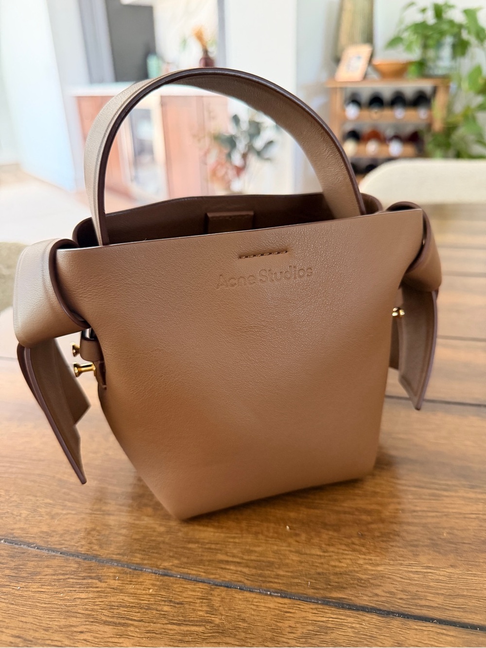 Acne Studios Taupe Brown micro Leather purse